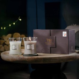 COFFRET 2 BOUGIES MECHE BOIS PERSONNALISABLE 'WOODWICK'