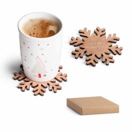 SET 4 SOUS BOCK PERSONNALISABLE FLOCON BOIS 'FLINGA'