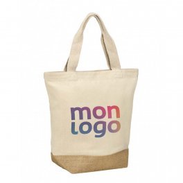 SAC COTON PERSONNALISABLE ET JUTE ZIPPE ET POCHE 'MELBOU'