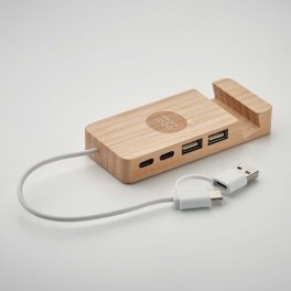 HUB DOUBLE USB ET SUPPORT TEL PERSONNALISABLE 'HUPPO'