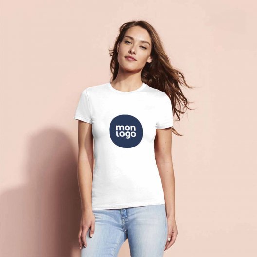 TEE SHIRT BLANC PUBLICITAIRE FEMME 'REGENT' 150 GR/M²