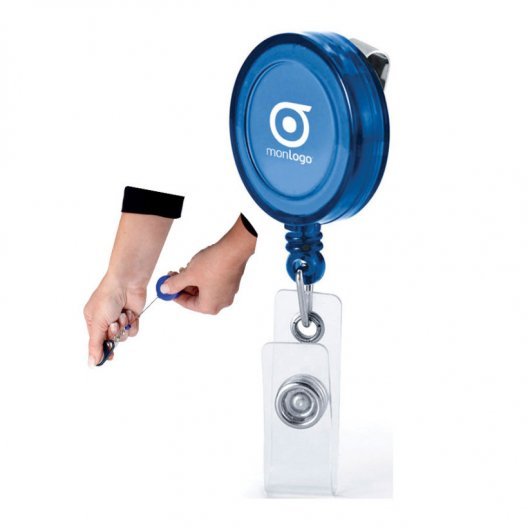 PORTE BADGE PUBLICITAIRE AVEC CORDON DEROULEUR 'DEROULO'