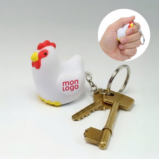 PORTE CLES ANTI STRESS PERSONNALISABLE 'STREZOU POULE'