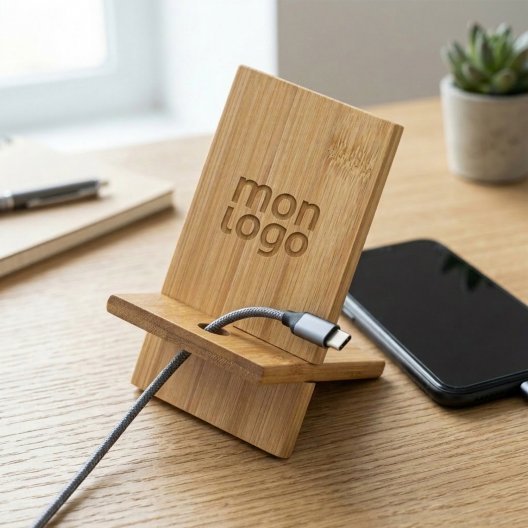 SUPPORT DE TÉLÉPHONE PUBLICITAIRE EN BAMBOU 'RAPHY'