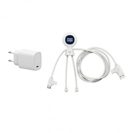 PACK DE CÂBLE ET PRISE PUBLICITAIRE XOOPAR® 'MR BIO FASTCHARGE PRISE30W' 