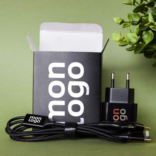 KIT PERSONNALISABLE PRISE ET CABLE 'IDEAL BLACK'
