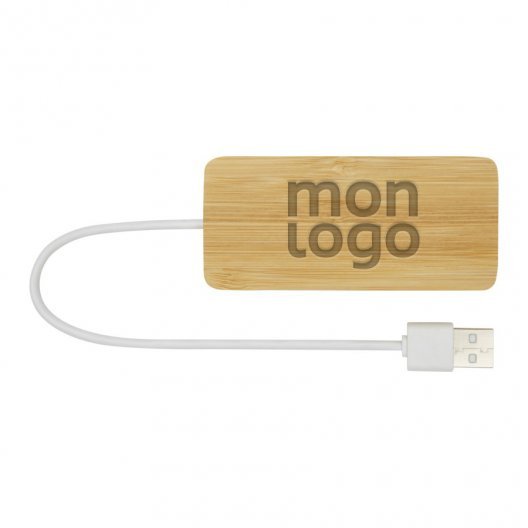 HUB PERSONNALISABLE  EN BAMBOU 3 PORTS 'BUHPA'