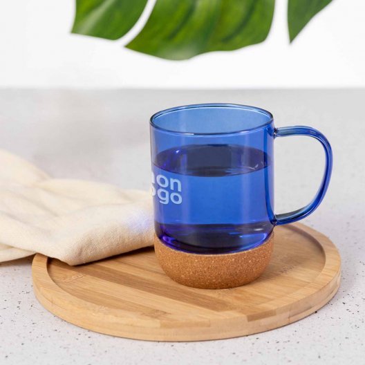 MUG VERRE ET LIEGE PERSONNALISABLE 'MERLINO POIGNEE'