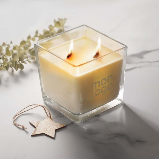 BOUGIE PARFUMEE MECHE BOIS PERSONNALISABLE 'BANILBO L'