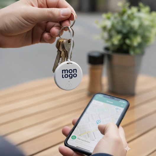 PORTE CLE GEOLOCALISABLE PERSONNALISABLE 'TRACKER ROND'