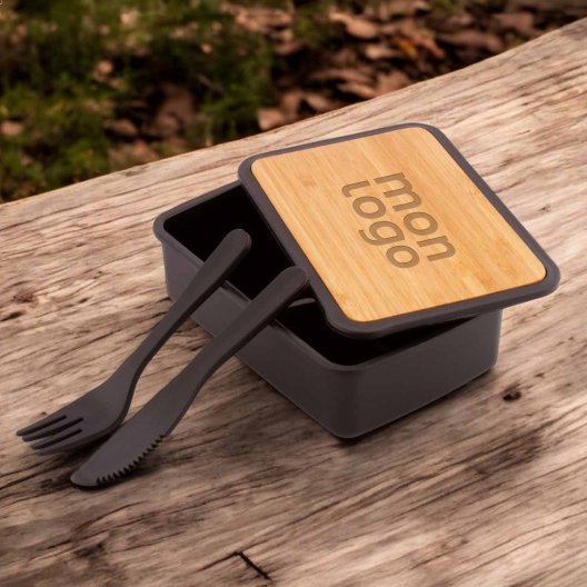 LUNCH BOX EN PP ET BAMBOU 500ML PERSONNALISABLE 'MAGYT' 