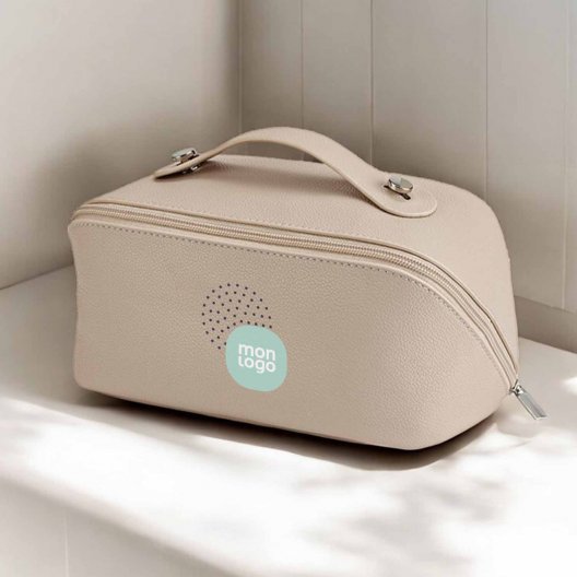 TROUSSE DE TOILETTE CUIR RECYCLE PERSONNALISABLE 'ANGELE'