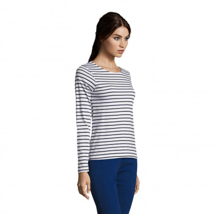 MARINIÈRE PUBLICITAIRE COL ROND FEMME 'MARINE' 150GR/M²