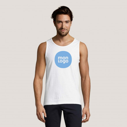 DÉBARDEUR PERSONNALISÉ HOMME BLANC 'JUSTIN' 150 GR/M²