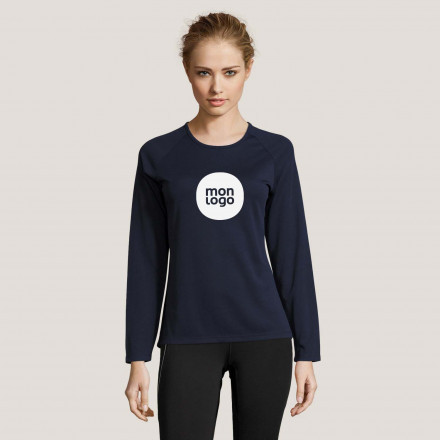 TEE SHIRT DE SPORT MANCHES LONGUES PUBLICITAIRE FEMME 'KOURY' 140 GR/M²