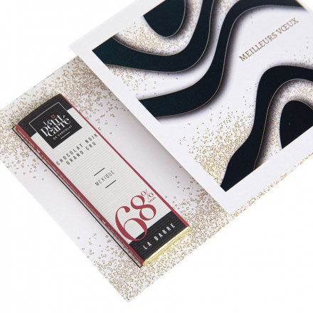 CARTE AVEC BARRE DE CHOCOLAT 10G LE PETIT CARRÉ DE CHOCOLAT® PUBLICITAIRE 'BARCHOCO'