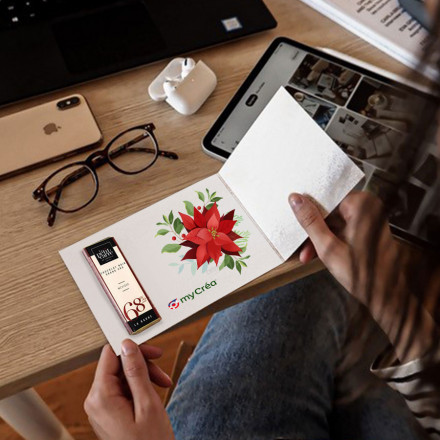 CARTE AVEC BARRE DE CHOCOLAT 10G LE PETIT CARRÉ DE CHOCOLAT® PUBLICITAIRE 'BARCHOCO'