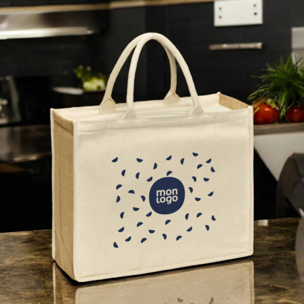 SAC ISOTHERME PERSONNALISABLE EN COTON ET JUTE 'RIVIERA'
