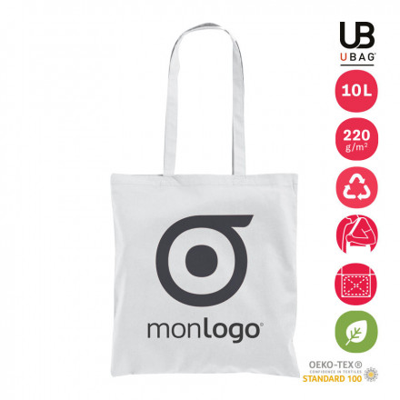 TOTE BAG PERSONNALISÉ ANSES LONGUES 'SHOPPER' BLANC 220 GR/M²