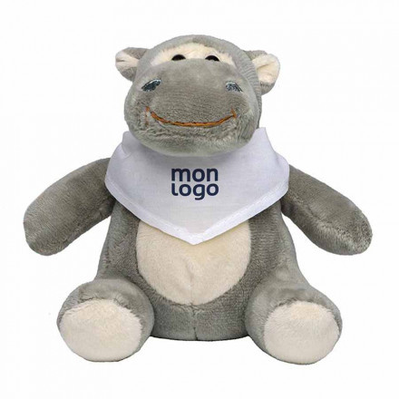 PELUCHE PERSONNALISABLE AVEC BANDANA HIPPOPOTAME 'HEPPO'