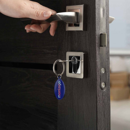 PORTE CLE A LA FORME ACIER PERSONNALISABLE 'VALD' 30x30 MM