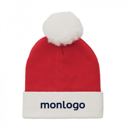 BONNET NOEL PERSONNALISABLE TRICOTE AVEC REVERS 'TRIKA'