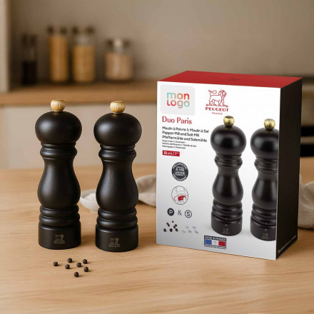 COFFRET 2 MOULINS SEL POIVRE PERSONNALISABLE 'DUO PARIS' 