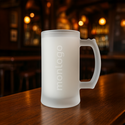 CHOPE A BIERE PERSONNALISEE EN VERRE GIVRE 50CL 'AXIO'