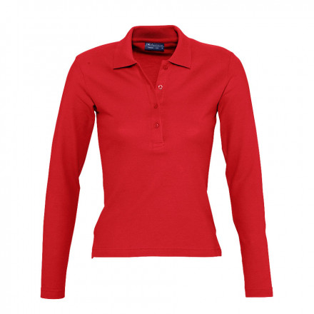 POLO PUBLICITAIRE FEMME MANCHES LONGUES 'PODIUM' - rouge
