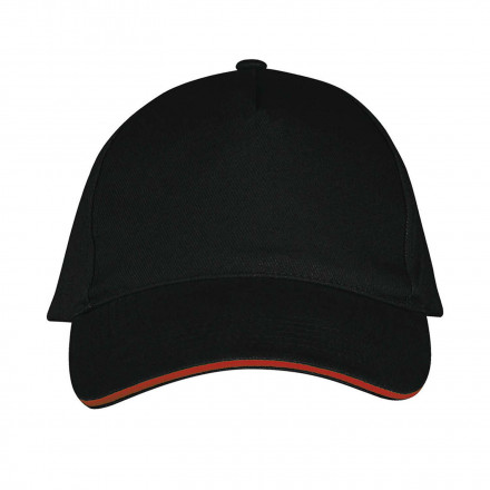 CASQUETTE PERSONNALISEE 'LONG BEACH' 260 GR/M² - noir/rouge