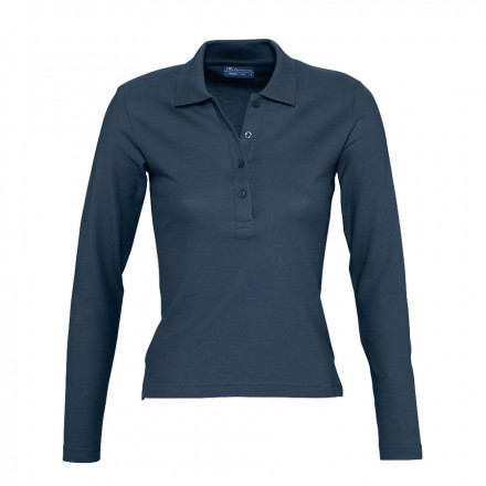 POLO PUBLICITAIRE FEMME MANCHES LONGUES 'PODIUM' - denim