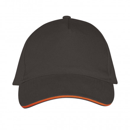 CASQUETTE PERSONNALISEE 'LONG BEACH' 260 GR/M² - gris foncé/orange