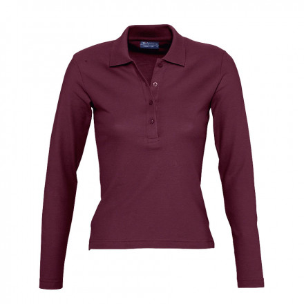 POLO PUBLICITAIRE FEMME MANCHES LONGUES 'PODIUM' - bordeaux