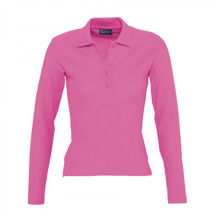POLO PUBLICITAIRE FEMME MANCHES LONGUES 'PODIUM' - rose flash