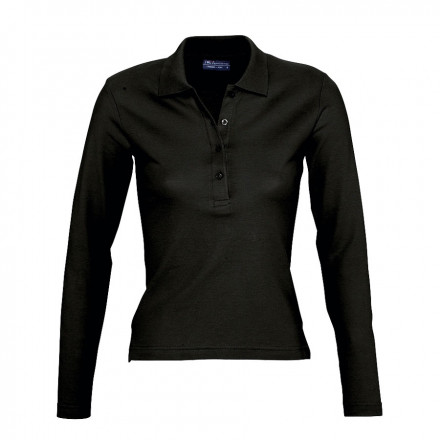 POLO PUBLICITAIRE FEMME MANCHES LONGUES 'PODIUM' - noir