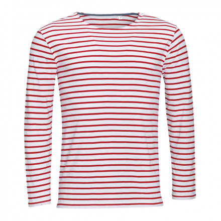 MARINIÈRE PUBLICITAIRE COL ROND HOMME 'MARINE' 150GR/M² - blanc/rouge
