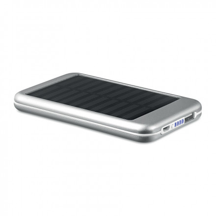 BATTERIE DE SECOURS SOLAIRE 4000 MAH PERSONNALISÉE 'POWERSOLAR' - argenté