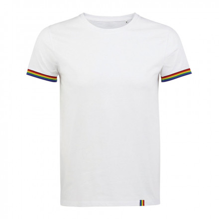TEE-SHIRT PERSONNALISABLE HOMME 'RAINBOW' BLANC - blanc/multicolore