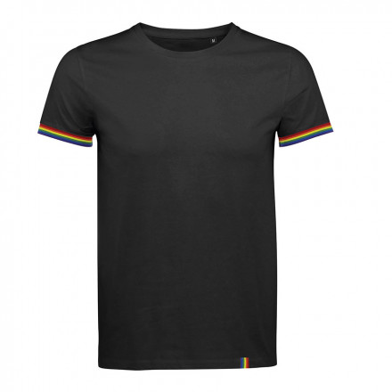 TEE-SHIRT PUBLICITAIRE HOMME 'RAINBOW' COULEURS - noir/multicolore