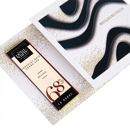 CARTE AVEC BARRE DE CHOCOLAT 10G LE PETIT CARRÉ DE CHOCOLAT® PUBLICITAIRE 'BARCHOCO' - 68% Mexique