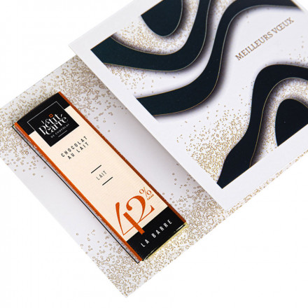 CARTE AVEC BARRE DE CHOCOLAT 10G LE PETIT CARRÉ DE CHOCOLAT® PUBLICITAIRE 'BARCHOCO' - 42% Lait