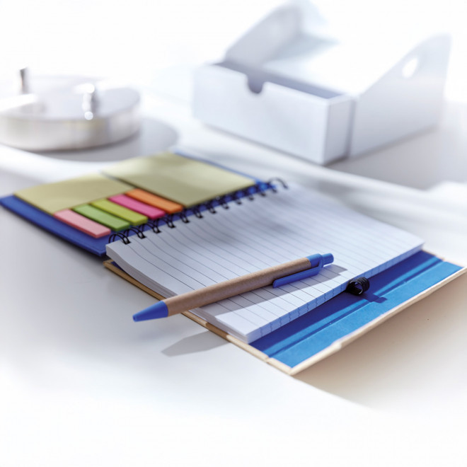 BLOC NOTES PERSONNALISABLE À SPIRALE AVEC STYLO ET MÉMOS 'MAYSPI'