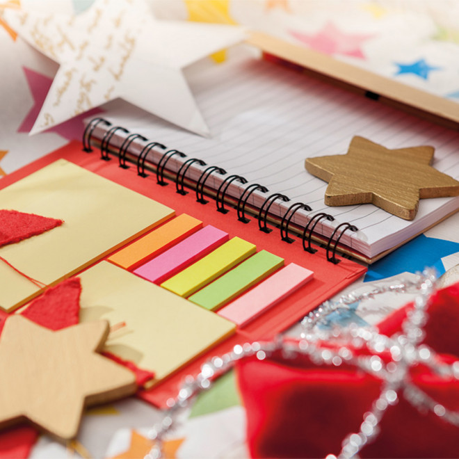 BLOC NOTES PERSONNALISABLE À SPIRALE AVEC STYLO ET MÉMOS 'MAYSPI'