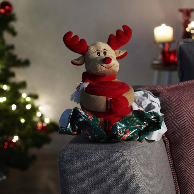 PELUCHE DE NOËL AVEC PLAID POLAIRE PUBLICITAIRE 'JACQUOT'