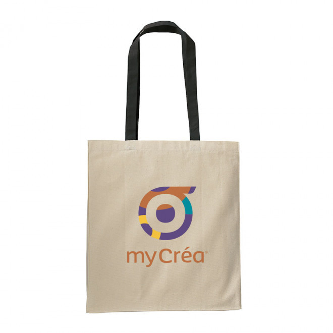 SAC SHOPPING PERSONNALISÉ EN COTON NATUREL AVEC SOUFFLET 'TERESA' 220 GR/M²