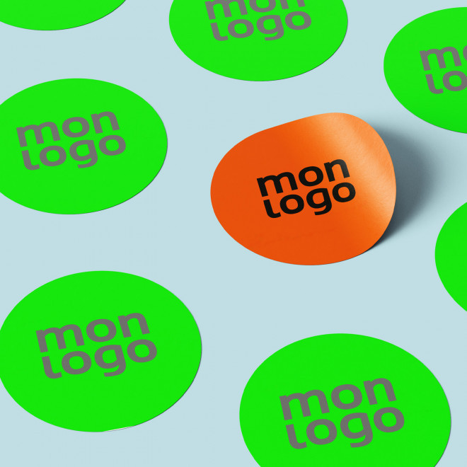 STICKER FLUO ROND PERSONNALISE 'KLISTER FLUO' 3CM