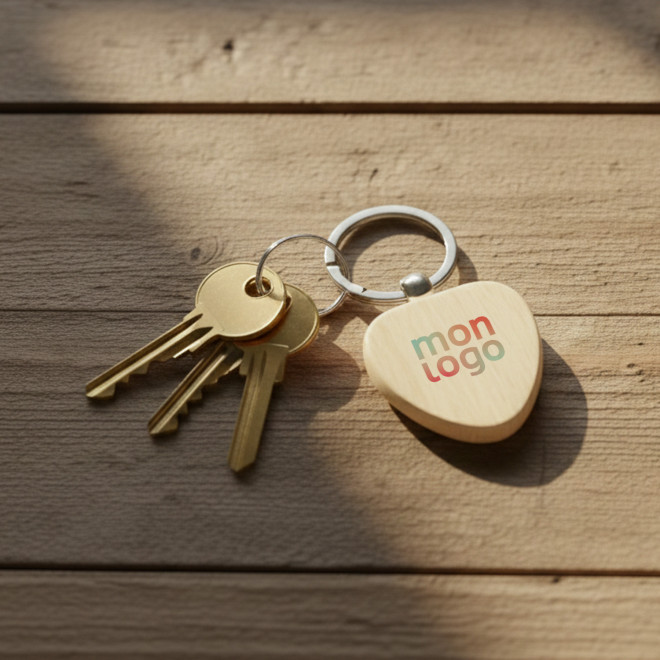 PORTE CLES EN BOIS PERSONNALISABLE 'WOODIE COEUR'