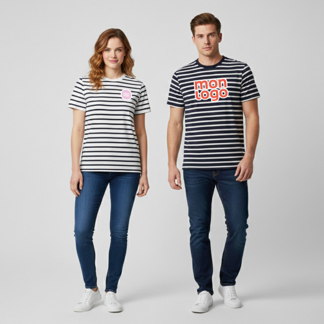 TEE SHIRT PERSONNALISABLE MIXTE RAYURES 'LEGEND'