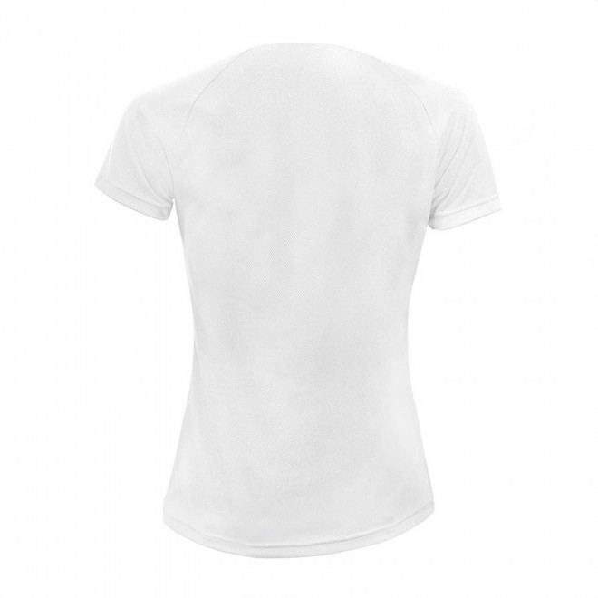 TEE SHIRT PUBLICITAIRE RESPIRANT FEMME BLANC 'SPORTY' 140 GR/M²