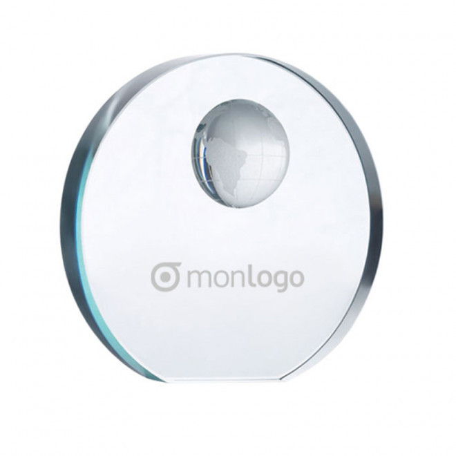 TROPHÉE PERSONNALISABLE ROND EN VERRE 'CAPITAL'